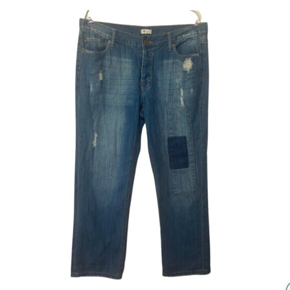 Olsenboye EUC size 36x26 patch casual straight leg denim jeans button fly - Picture 1 of 6